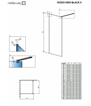 Перегородка Radaway Modo New Black III 389075-54-01