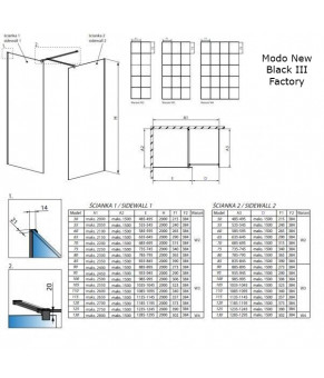 Перегородка Radaway Modo New Black 389104-54-55
