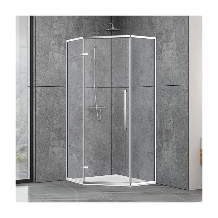 Душевая кабина Dusel DL197H Chrome, 90х90х190, пятиугольная, стекло прозрачное, 519791
