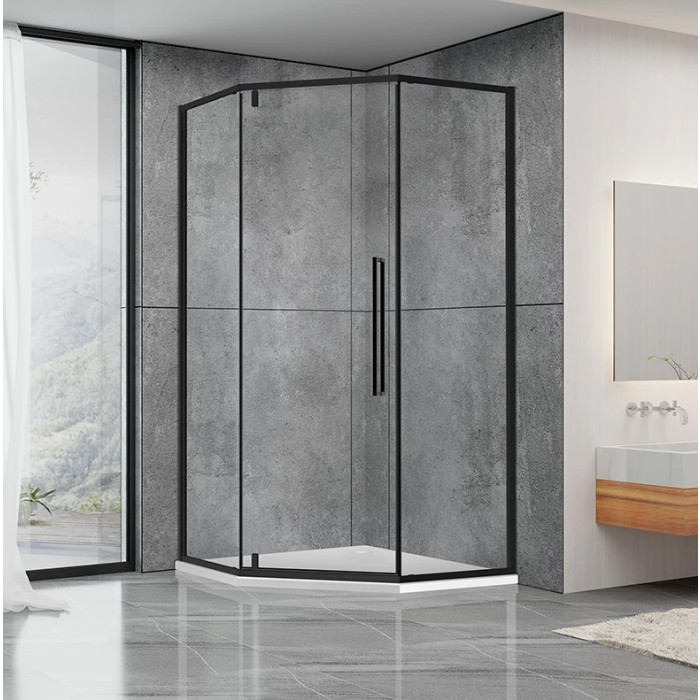 Душевая кабина Dusel DL197HB Black Matt, 90х90х190, пятиугольная, стекло прозрачное 519792