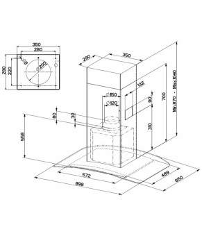Вытяжка Faber TRATTO ISOLA/SP EV8 X/V A90
