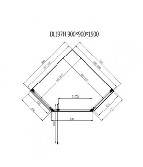 Душевая кабина Dusel DL197H Chrome, 90х90х190, пятиугольная, стекло прозрачное, 519791