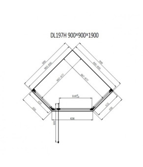 Душевая кабина Dusel DL197H Chrome, 90х90х190, пятиугольная, стекло прозрачное, 519791