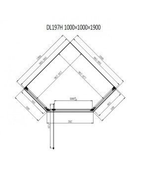 Душевая кабина Dusel DL197H Chrome, 100х100х190, пятиугольная, стекло прозрачное