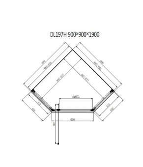 Душевая кабина Dusel DL197HB Black Matt, 90х90х190, пятиугольная, стекло прозрачное 519792