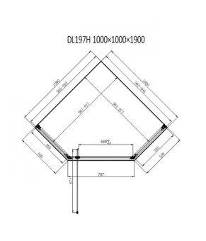 Душевая кабина Dusel DL197HB Black Matt, 100х100х190, пятиугольная, стекло прозрачное