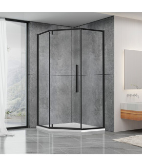 Душевая кабина Dusel DL197HB Black Matt, 100х100х190, пятиугольная, стекло прозрачное 519712