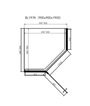 Душевая кабина Dusel DL197HBP Black Matt Paint, 90х90х190 см, пятиугольная, стекло прозрачное