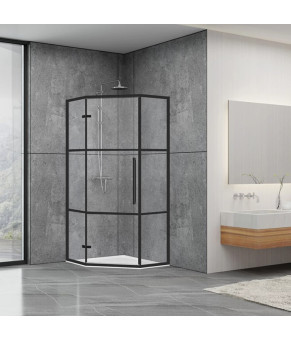 Душевая кабина Dusel DL197HBP Black Matt Paint, 90х90х190 см, пятиугольная, стекло прозрачное