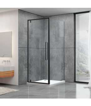 Душова кабіна Dusel DL198B+DL196B Black Matt, 90х90х190, скло прозоре, двері розпашні