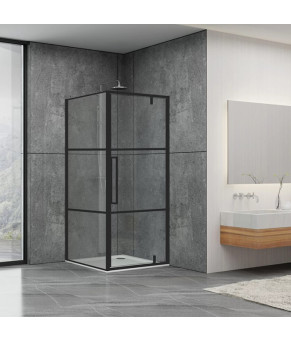 Душевая кабина Dusel DL198BP+DL196BP Black Matt Paint, 100х100х190, стекло прозрачное, дверь распашная