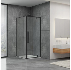 купить недорого Душевая кабина Dusel DL198B+DL196B Black Matt, 90х90х190, стекло прозрачное, дверь распашная