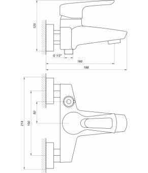 Смеситель для ванны Globus Lux SEVA GLSV-0102N