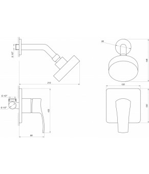 Смеситель для душа встроенный Globus Lux GLQU-0105S-KIT