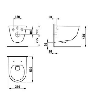 Комплект Laufen PRO Rimless + IMPRESE 3в1 H8669570000001+i8120