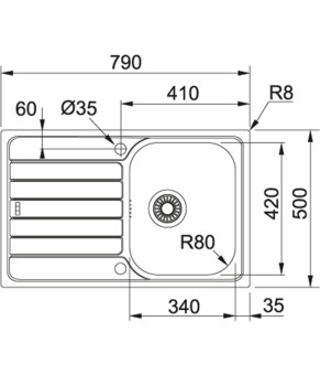 Кухонная мойка Franke Spark SKL 611-79 Нержавеющая сталь 101.0598.809