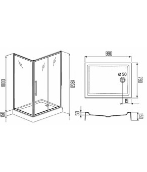 Душевая кабина Elegant Home 7007(120х80) C15064 без поддона