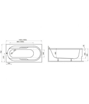 Ванна прямоугольная 150x75 Polimat Lux 00338