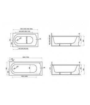 Ванна прямоугольная 150x70 Polimat Classic 00264