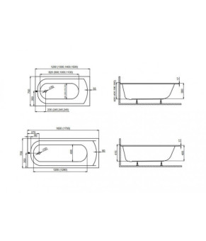 Ванна прямоугольная 120x70 Polimat Classic Slim 00282