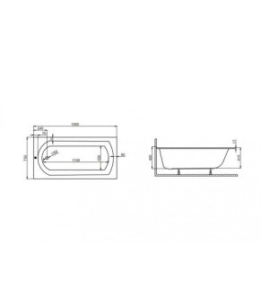 Ванна прямоугольная 150x75 см Polimat Classic Slim 00287