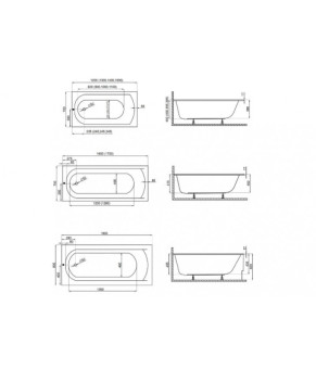 Ванна прямокутна 180x80 см Polimat Classic Slim 00439