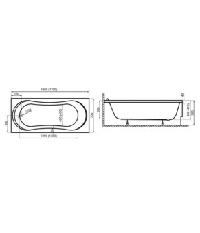 Ванна прямоугольная 160х70 см Polimat GRACJA 00178