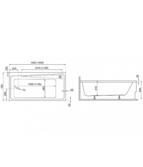 Ванна прямоугольная 150x70 см Polimat ELZA 00021