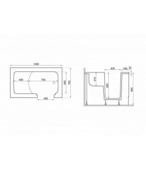 Ванна прямоугольная 135x75 см Polimat PERE 00100 (белый)
