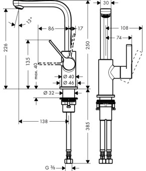 Смеситель Hansgrohe Metris S 31161000
