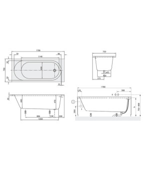 Ванна Villeroy and Boch O.NOVO Cassandra BA170CAS2V-01