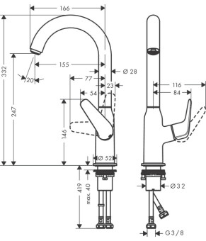 Смеситель Hansgrohe Novus 71128000