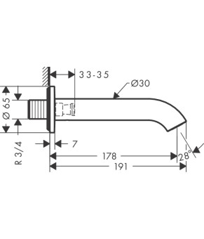 Излив на ванну Axor Uno 38411820