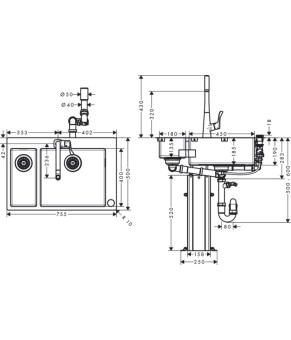 Кухонная комбинация Hansgrohe C71-F655-04 43210000