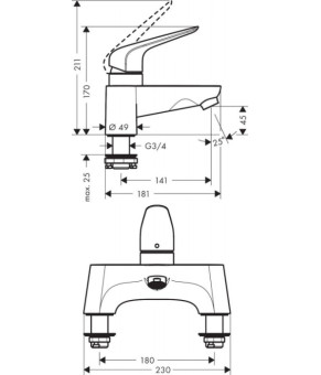 Смеситель Hansgrohe Novus 71043000