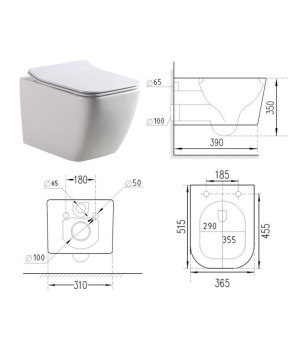 Унитаз DUSEL CUBIS подвесной DWHT10201030R с сиденьем Soft Close дюропласт