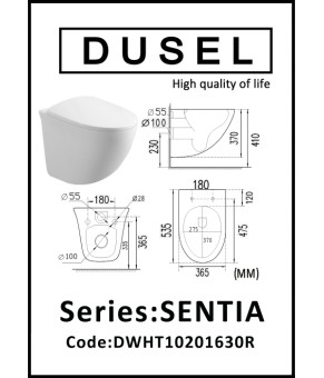 Унітаз DUSEL SENTIA підвісний DWHT10201630R з сидінням Soft Close дюропласт
