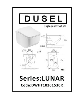 Унітаз DUSEL LUNAR підвісний DWHT10201530R з сидінням Soft Close дюропласт