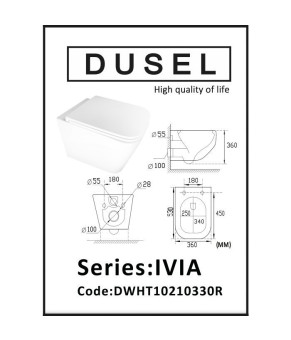 Унітаз DUSEL IVIA підвісний DWHT10210330R з сидінням Soft Close дюропласт