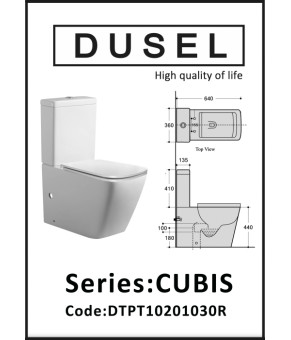 Унитаз-компакт DUSEL CUBIS DTPT10201030R с бачком и сиденьем Soft Close дюропласт