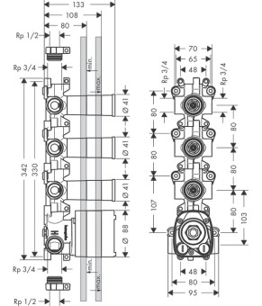 Скрытая часть смесителя Axor Starck 10750180