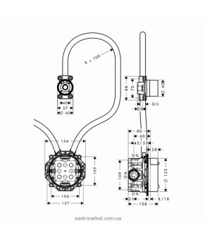 Скрытая часть электронного смесителя Axor 16180180