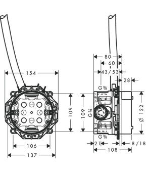 Скрытая часть электронного смесителя Axor Uno 16182180