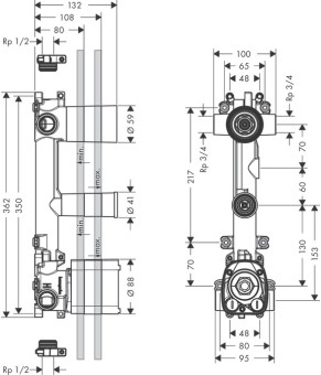 Скрытая часть для душа Axor Citterio 36701180