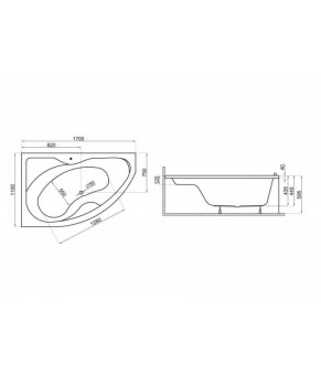 Ванна асимметричная 170x110 см П Polimat DORA 00315
