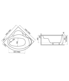 Ванна симметричная 120х120 см Polimat STANDARD 00205