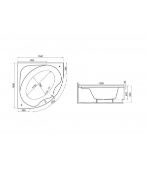 Ванна симметричная 150х150 см Л Polimat STANDARD 00248