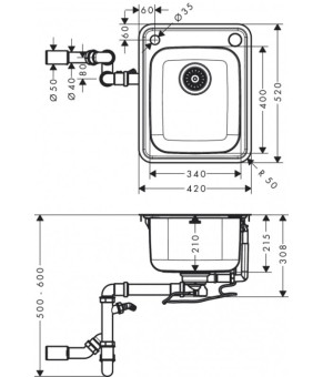 Кухонная мойка Hansgrohe S412-F340 43334800