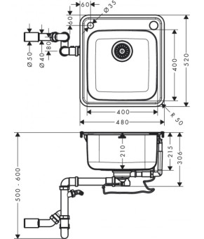 Кухонная мойка Hansgrohe S412-F400 43335800