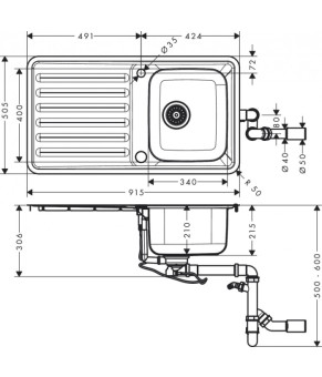 Кухонная мойка Hansgrohe S4113-F340 43337800